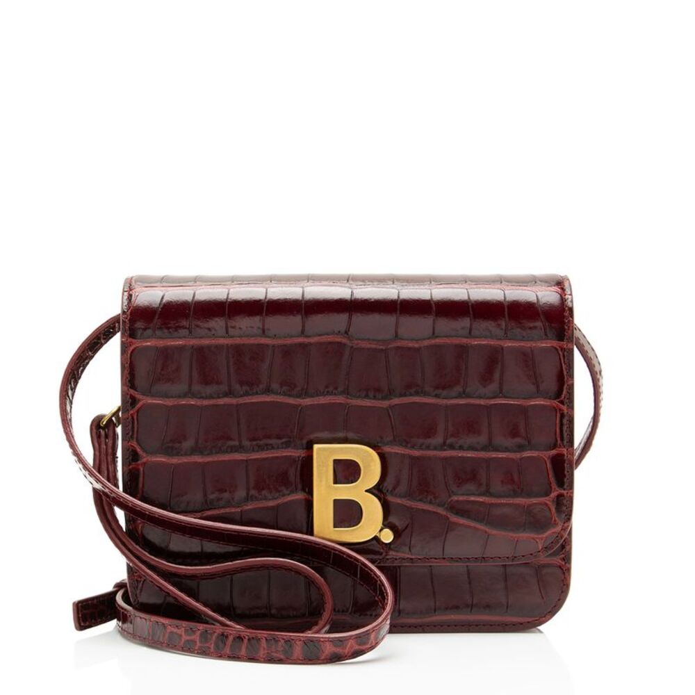 Balenciaga Croc Embossed Leather Small B Bag